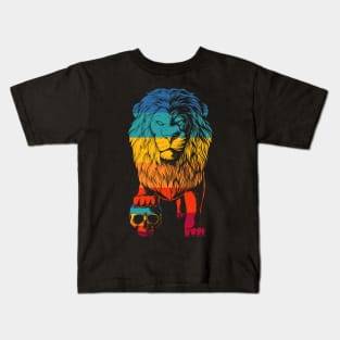 Vintage Skull Crashing Lion Kids T-Shirt